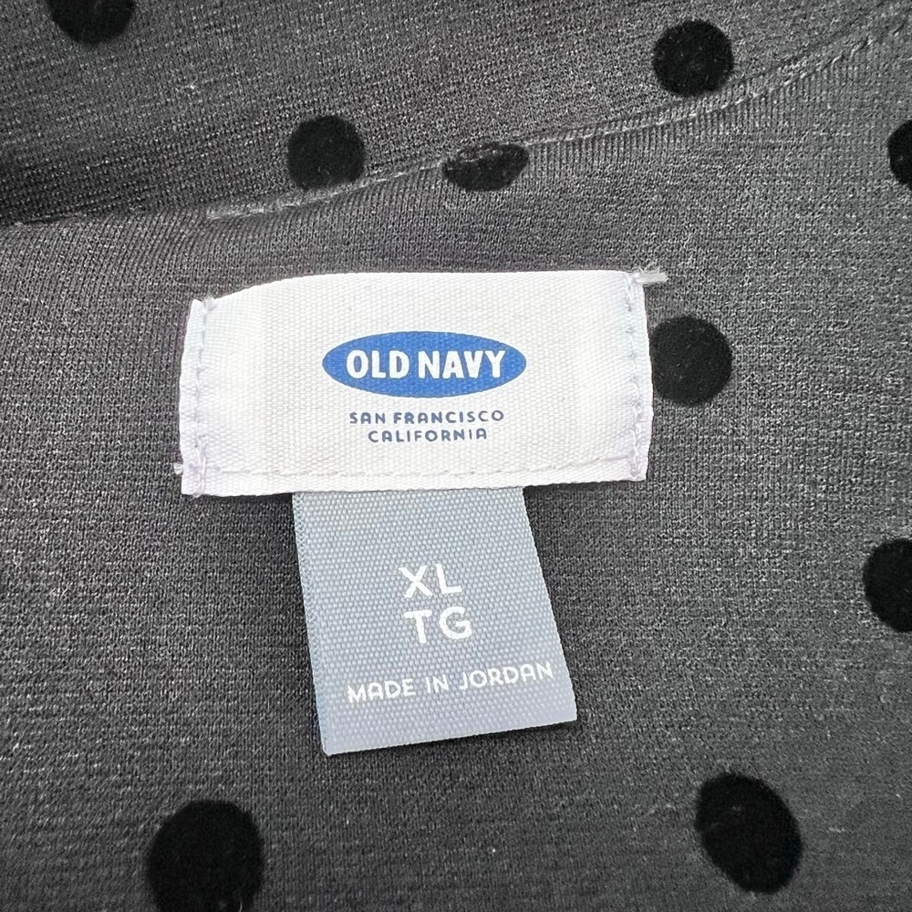 Old Navy Black Polka Dot Shift Dress Bell Sleeve Zip Back XL - Picture 7 of 8